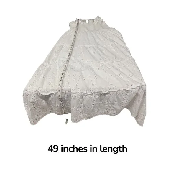 Quince Organic Cotton Eyelet Smocked Midi Dress White Cottagecore Summer L - Picture 7 of 7